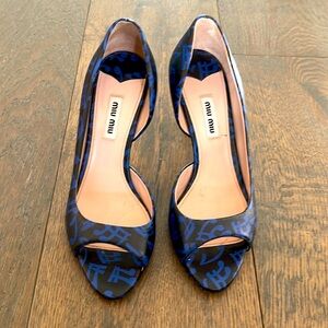 Miu miu music note sheet music peep toe heels 37 black blue d’orsay